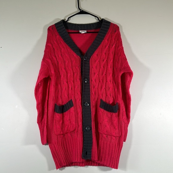 Lularoe Lucille cable knit sweater cardigan button up size small hot pink - Picture 1 of 5